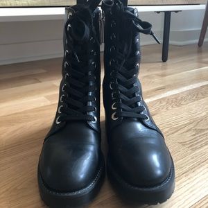 zara micro studded leather biker ankle boots